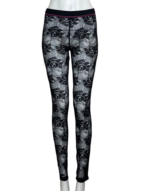 Pantalón Betsey Johnson Encaje Mesh Negro - Talla M