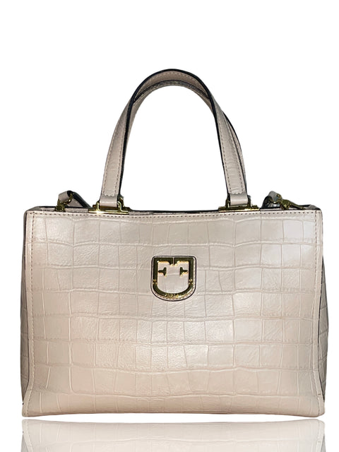 Cartera Furla Belvedere Small Croc Tote Cuero Beige - Talla U