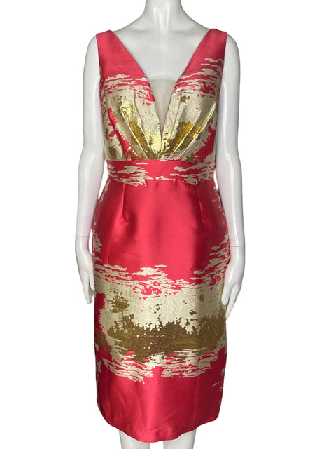 Vestido Tesoro Tps Sin mangas Estampado Brillo Rosado - Talla M