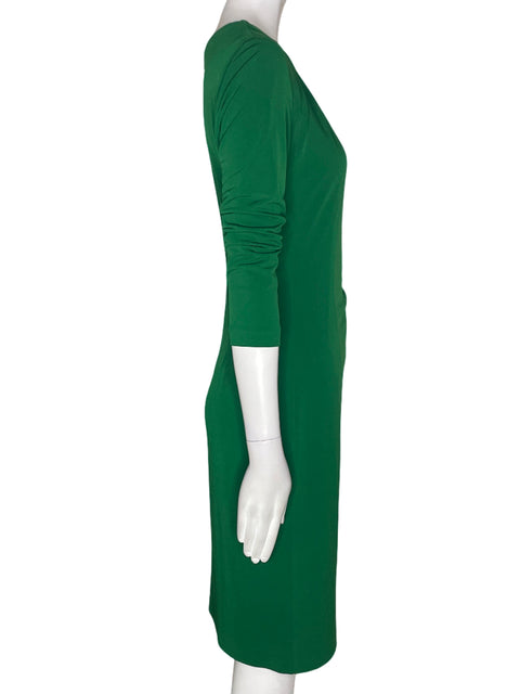 Vestido Tahari Liso Manga corta Cadena Verde - Talla 4