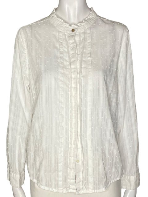 Blusa Petite Studio Bordado Botones Blanco - Talla 10