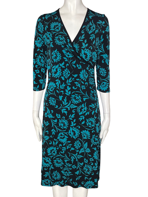 Vestido Le Chateau Estampado Cruzado Manga corta Verde - Talla M