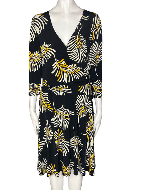 Vestido Enfocus Studio Cuello v Estampado Blanco - Talla 6