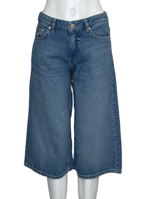 Pantalón Zara Bermuda Culotte Azul - Talla 2