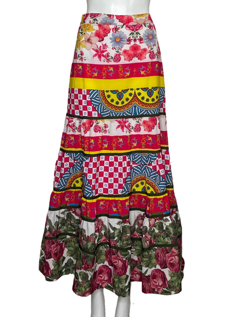 Falda Mar A Mar Midi Estampado Rojo - Talla M