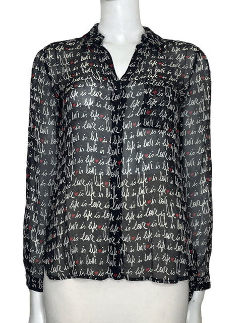 Camisa Diane Von Furstenberg Manga larga Seda Negro - Talla 2