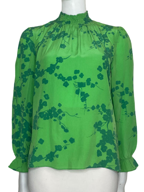 Blusa Tucker Manga larga Floral Verde - Talla M