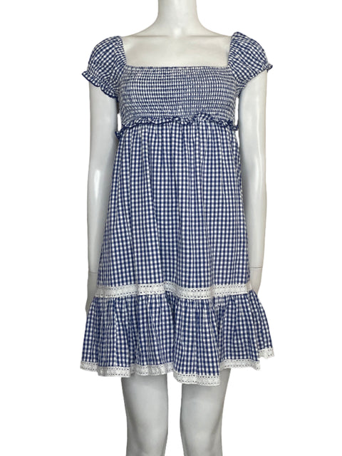 Vestido Urban Outfitters Mini Cuadros Azul - Talla XS