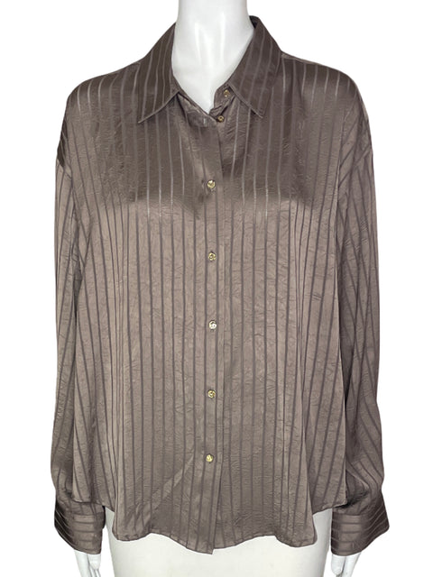 Blusa Zara Rayas Botones dorado Marrón - Talla M