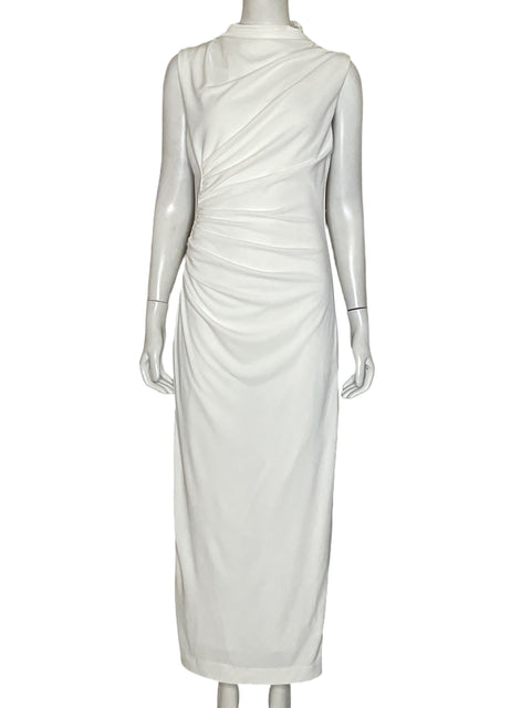 Vestido Zara Drapeado Maxi Blanco - Talla S