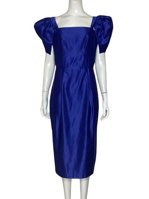 Vestido Tesoro Tps Satinado Mini Azul - Talla S