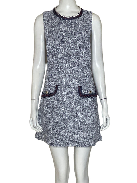 Vestido Zara Tweed Mini Azul - Talla S