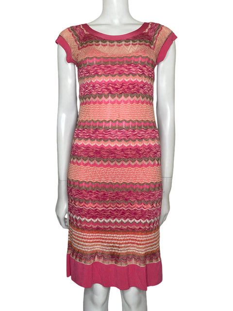 Vestido Laundry By Shelli Segal Crochet Rosado - Talla S