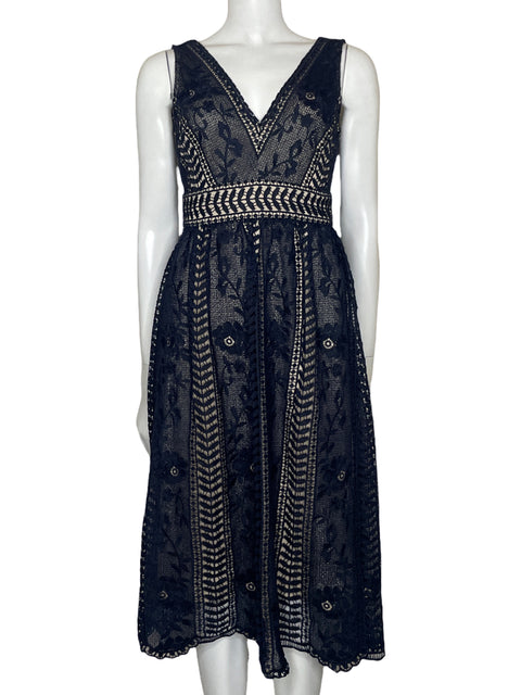 Vestido Just Me Midi Encaje Azul - Talla S