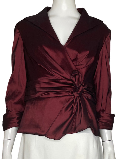 Blusa J.r. Nites By Caliendo Lazo Drapeado Satinado Rojo - Talla 8