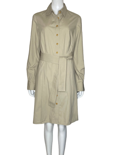 Vestido Tommy Hilfiger Camisero Midi Algodón Beige - Talla 8