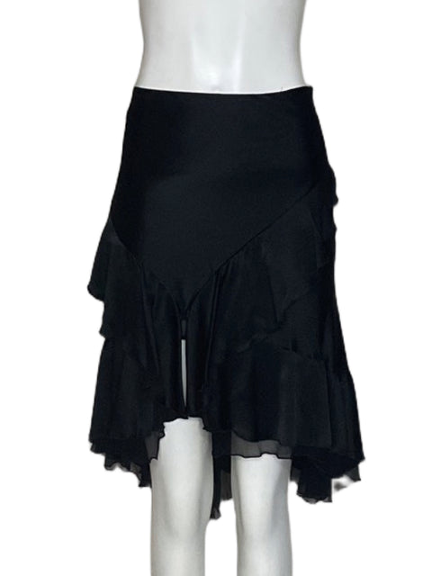 Falda Parameter Satinado Vuelos Negro - Talla 10