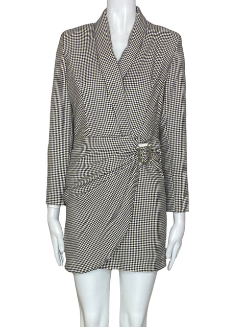 Vestido Zara Estampado Cuello redondo Cruzado Algodón Negro - Talla S