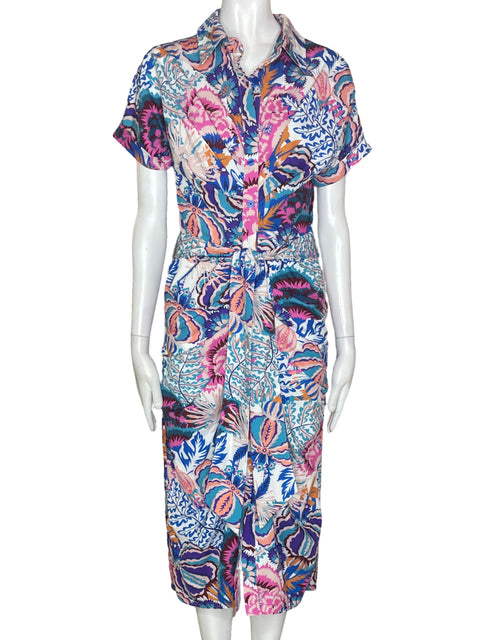 Vestido Lizette Collection Estampado Fajon Midi Azul - Talla S