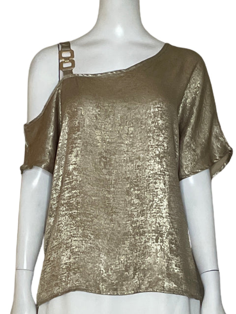 Blusa Tesoro Tps Asimétrico Satinado Dorado - Talla M