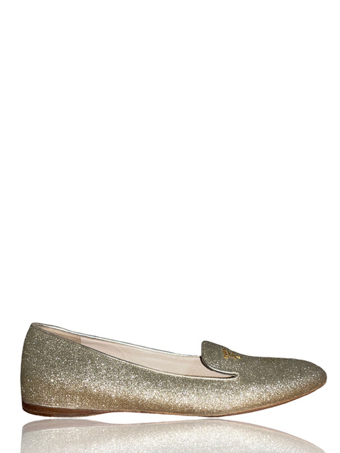 Zapato Prada Punta redonda Dorado - Talla 8.5