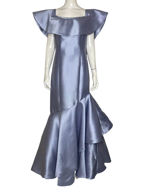 Vestido De Fiesta Jovani Satinado Azul - Talla 8