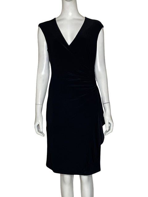 Vestido Anne Klein Cuello v Midi Negro - Talla S