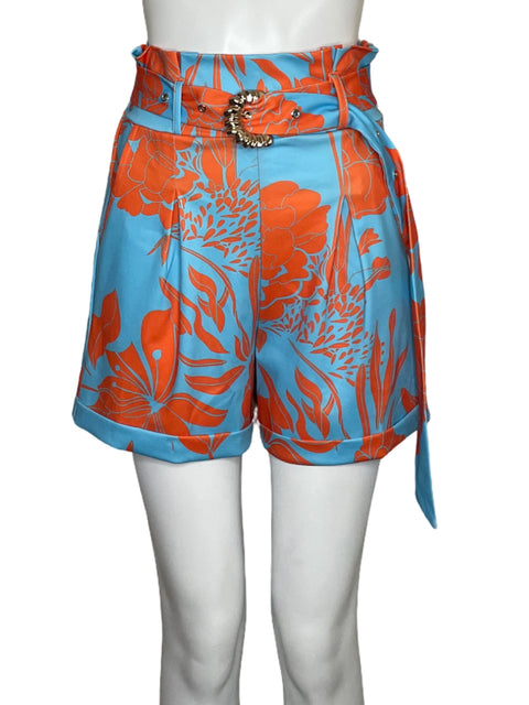 Short Tesoro Tps Paper bag Floral Azul - Talla S