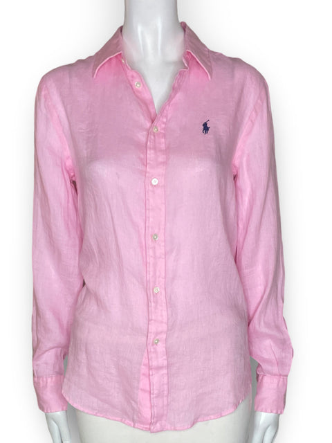 Blusa Polo Ralph Lauren Liso Manga larga Botones Rosado - Talla XS