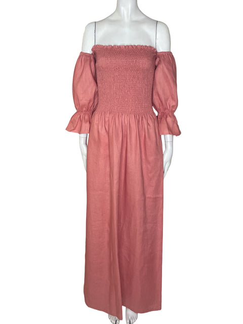 Vestido Samar Zarzour Maxi Outshoulder Abullonado Rosado - Talla S
