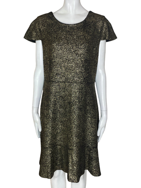Vestido Michael Kors Brillo Manga corta Cuello redondo Dorado - Talla XL