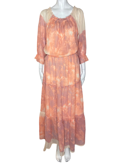 Vestido Karishma Estampado Transparente Manga larga Naranja - Talla XL