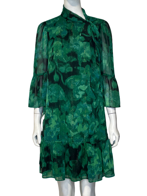 Vestido Calvin Klein Midi Metalizado Verde - Talla 4