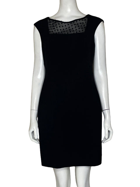 Vestido Calvin Klein Malla Bordada Midi Negro - Talla M
