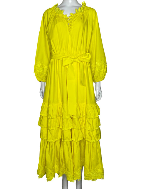 Vestido Via Vai Maxi Vuelos Amarillo - Talla M