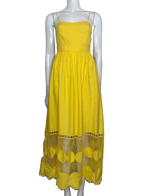 Vestido Mango Midi Tejido Amarillo - Talla 2