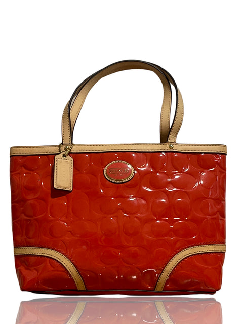 Cartera Coach Peyton Signature Embossed Naranja - Talla U