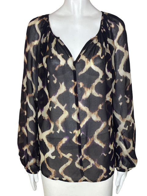 Blusa Karen Kane Estampado Transparente Manga larga Marrón - Talla M