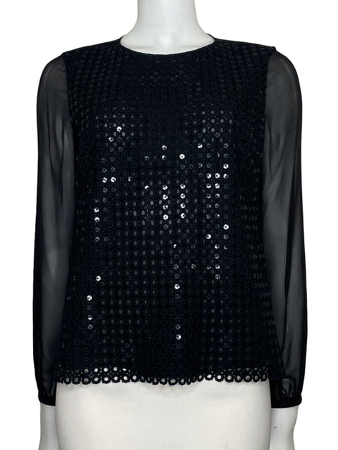 Blusa Tory Burch Lentejuelas Manga larga Negro - Talla 4