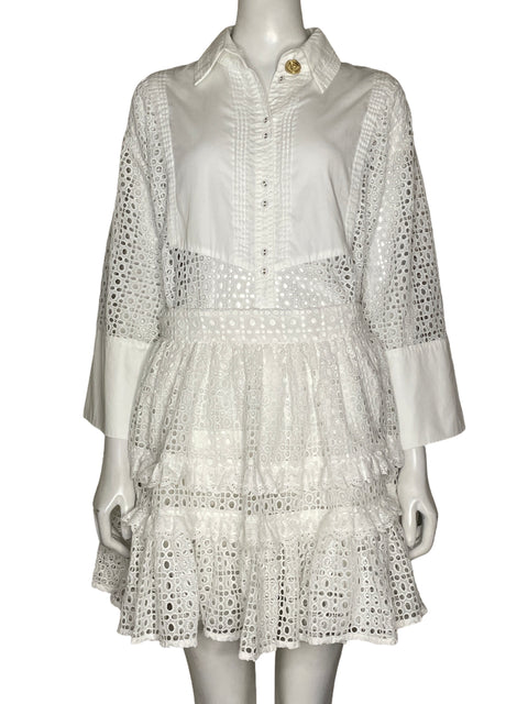Vestido Aje Midi Encaje Blanco - Talla 10