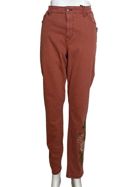 Pantalón Nine West Bordado Granercy Skinny Marrón - Talla 14