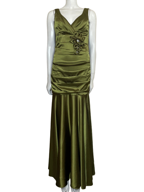 Vestido Aspeed Plisado Satinado Verde - Talla S