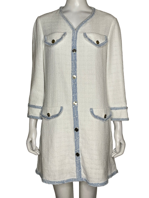 Vestido Sandro Paris Ribetes Tweed Azul - Talla 42