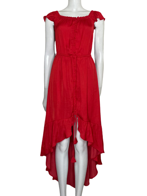Vestido Naked Zebra Asimétrico Botones Rojo - Talla S