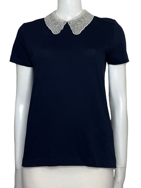 Top Sandro Cuello peter pan Azul - Talla 0