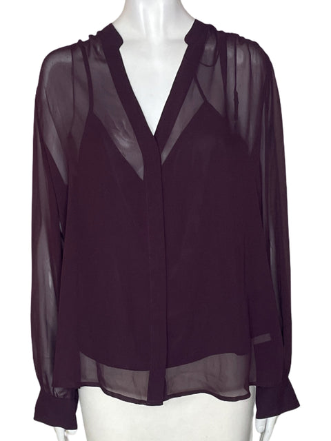 Blusa Express Liso Manga larga Transparente Marrón - Talla L
