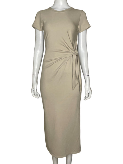Vestido Tesoro Tps Detalle Anudado Lateral Beige - Talla S