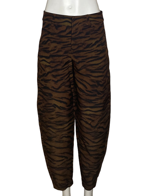 Pantalón Zara Estampado Animal Print Marrón - Talla XS