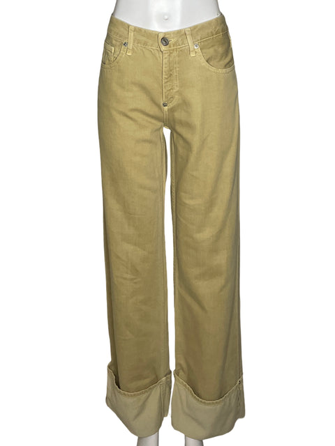 Jean Zara Bota Ancha Beige - Talla 36