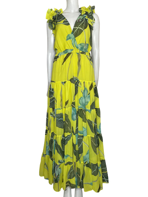 Vestido Vtch Maxi Tropical Amarillo - Talla M